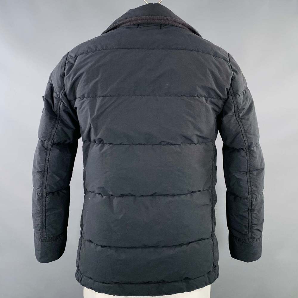 STONE ISLAND Black Cotton Blend Double Breasted Coat - Picture 4 of 11